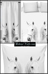 Tissu au mètre à motif imprimé cheval blanc chevaux rideau couette coussin déco