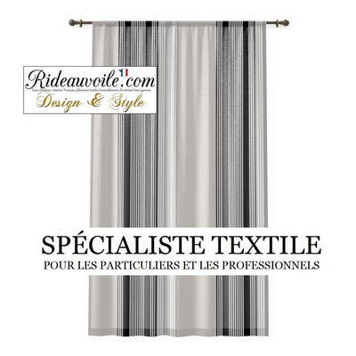 Tissu imprimé à lignes rayures motif rayé blanc noir gris au mètre rideau voilage