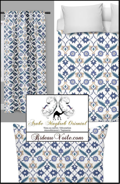 Décoration tissu fleurs motif Marocain Florale orientale Arabe mètre tapisserie
