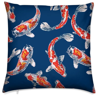 Tissu ameublement motif Asiatique rideau carpes poisson Fabric Japanese meter fish Koï pattern