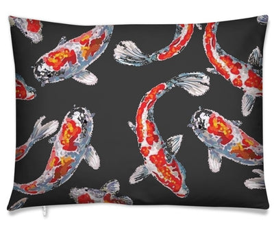 Tissu déco Japonais Asiatique rideau carpes poisson Fabric Japanese meter fish Koï pattern