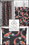 Tissu déco Japonais Asiatique rideau carpes poisson Fabric Japanese meter fish Koï pattern