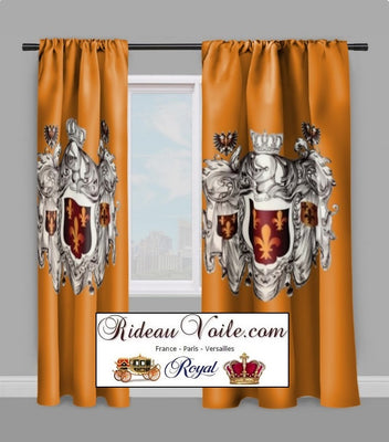 Rideau Empire Tissu Armoiries Héraldique motif fleur de Lys au mètre voilage tapisserie