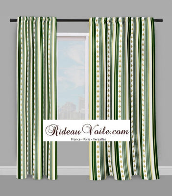 Tissu Style Empire motif Fleurs de Lys Or à rayure mètre rideau rayé vert