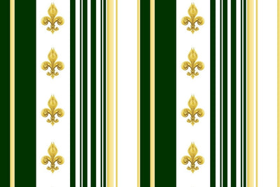 Tissu Style Empire motif Fleurs de Lys Or à rayure mètre rideau rayé vert