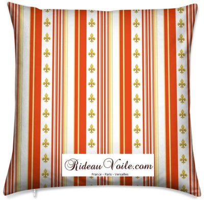Tissu Style Empire motif Fleurs de Lys Or à rayure mètre rideau rayé orange
