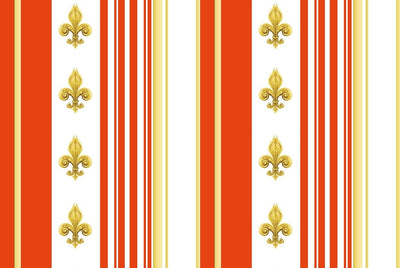 Tissu Style Empire motif Fleurs de Lys Or à rayure mètre rideau rayé orange