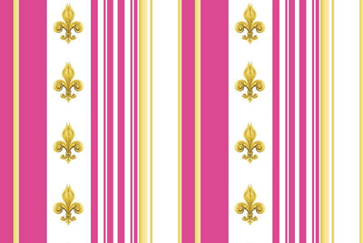 Tissu Style Empire motif Fleurs de Lys Or à rayure mètre rideau rayé rose fushia