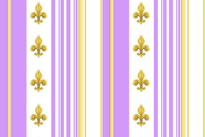 Tissu Style Empire motif Fleurs de Lys Or à rayure lilas mètre rideau rayé violet