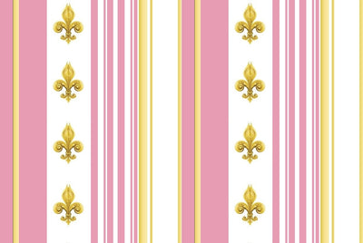 Tissu Style Empire motif Fleurs de Lys Or à rayure mètre rideau rayé rose