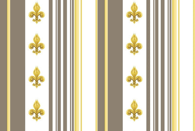 Tissu Style Empire motif Fleurs de Lys Or à rayure mètre rideau rayé brun