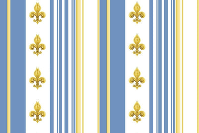 Tissu Style Empire motif Fleurs de Lys Or à rayure mètre rideau rayé bleu