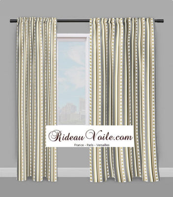 Tissu Style Empire motif Fleurs de Lys Or à rayure mètre rideau rayé gris beige