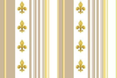 Tissu Style Empire motif Fleurs de Lys Or à rayure mètre rideau rayé beige