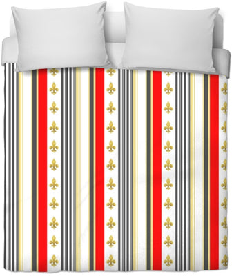Tissu Style Empire motif Fleurs de Lys Or à rayure mètre rideau rayé gris rouge