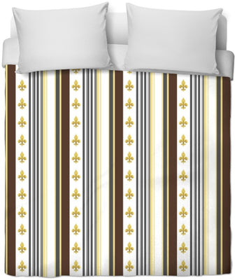 Tissu Style Empire motif Fleurs de Lys Or à rayure mètre rideau rayé gris marron