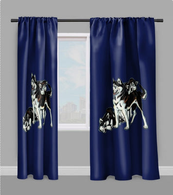 Beau tissu bleu ameublement motif animal chien au mètre rideau
