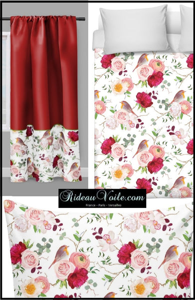 Linge de maison fleur parure de lit tissu motif fleurie oiseau au mètre rideau tapisserie