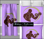 Sport rideau coussin couette motif Fitness musculation full body tissu violet au mètre
