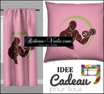 Décoration rideau coussin couette motif Fitness full body sport tissu rose au mètre