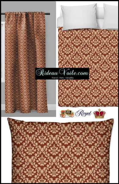 Tissu au mètre style Empire Baroque ameublement rideau rouge tapisserie