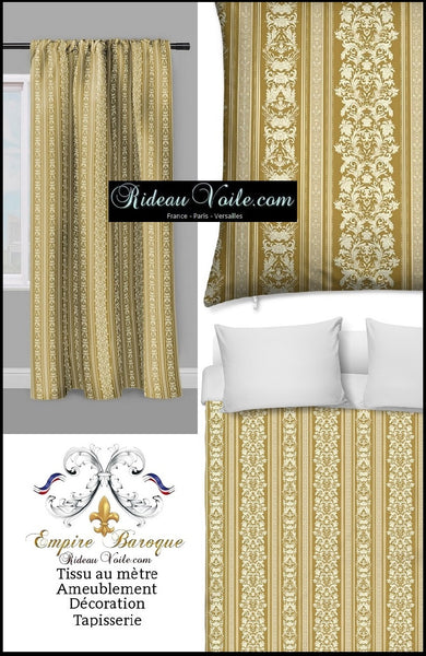 Tissu ameublement au mètre motif rayé Empire Baroque Renaissance rayures Or