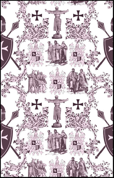 Toile de Jouy haute couture tissu lilas rose violet style Empire Ordre des Templiers