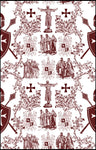 Tissu Toile de Jouy haute couture rouge au mètre style Empire Ordre des Templiers