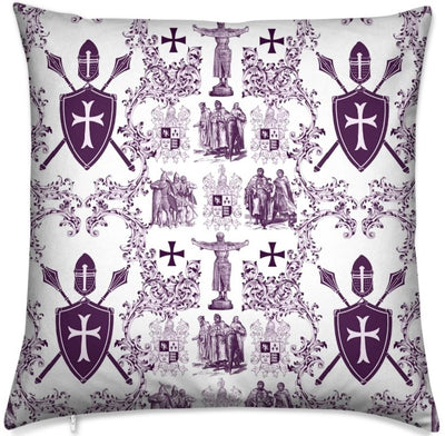 Tissu violet Toile de Jouy haute couture au mètre style Empire Ordre des Templiers
