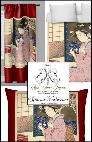 Architecture Palais de Tokyo Art Japonais motif imprimé Geisha tissu au mètre rideau
