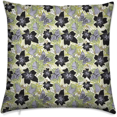 Tissu au mètre motif fleur vert oiseaux imprimés rideau coussin housse de couette bleu gris