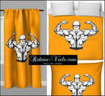 Motif orange sportif rideau coussin couette design musculation dos bodybuilding