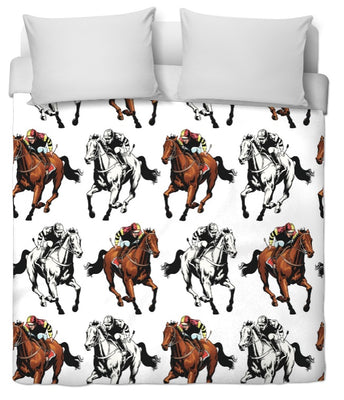 Tissu ameublement mètre motif imprimé cheval chevaux courses rideau couette voilage