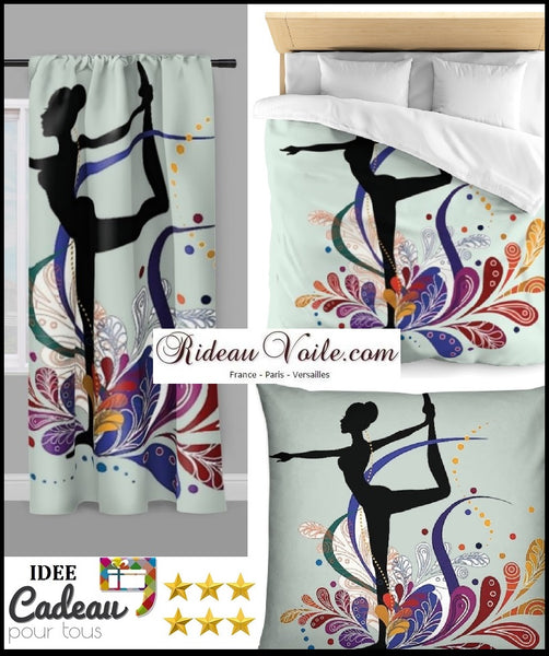 Tissu au mètre motif Danseuse étoile silhouette yoga dandayamana vert Boutique sport Tissu ameublement au mètre motif imprimé silhouette posture yoga dandayamana rideau couette voilage. Tänzer bedruckter Stoff. tessuto yoga tenda. Fabric ballerina pattern curtain drapes. Klassisk ballerina trykt stof gardin. Ballerina stoff gardin.