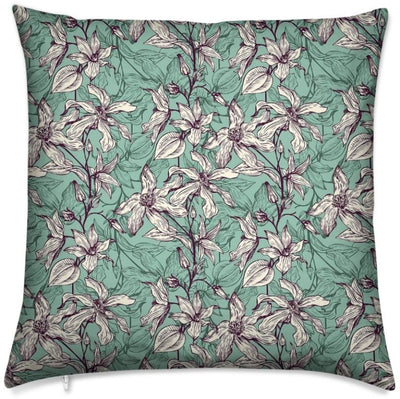 Tissu au mètre vert écru motif vintage motif floral fleur rideau coussin housse couette