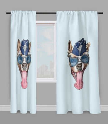 Tissu au mètre motif animal chien dog bleu pastel rideau couette coussin