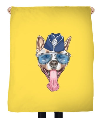 Tissu au mètre imprimé motif animal chien dog jaune rideau couette coussin