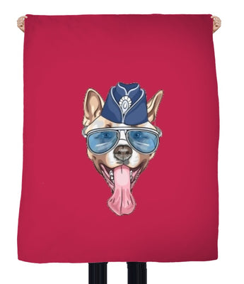 Tissu au mètre imprimé fond rouge motif animal chien dog rideau couette coussin
