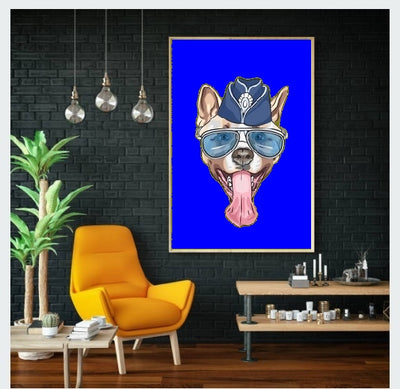 décoration mural tableau tête de chien sur mesure toile ameublement tapisserie