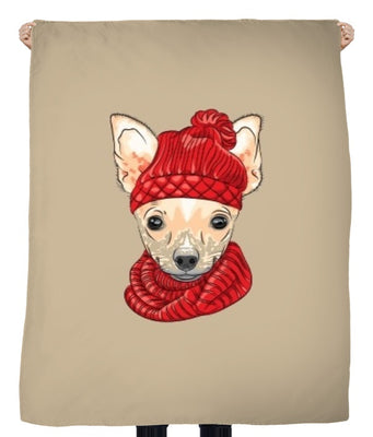 Tissu beige au mètre déco motif animal petit chien Chihuahua rideau couette coussin