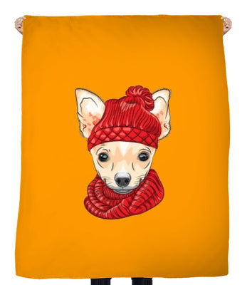 Tissu au mètre motif animal chien Chihuahua bonnet rouge rideau couette coussin