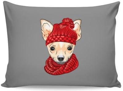 Motif chien tissu au mètre imprimé Chihuahua bonnet rouge rideau couette coussin