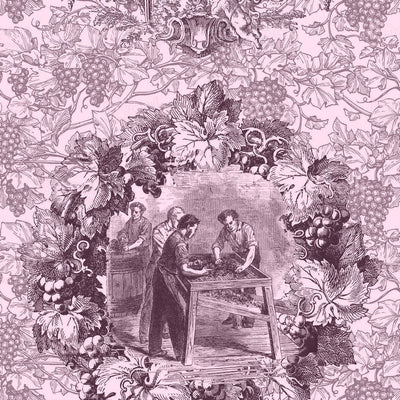 Toile de Jouy tissu au mètre rose rideau couette coussin sur mesure