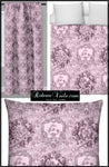Toile de Jouy tissu au mètre rose rideau couette coussin sur mesure