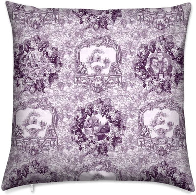 Tissu déco tapisserie Toile de Jouy au mètre violet rideau couette sur mesure