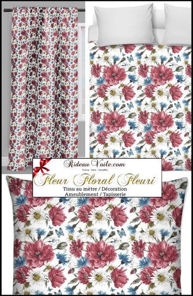 Tissu ameublement fleurs au mètre sur mesure ignifugé occultant voilage velours, lin et papier peint Tapisserie verho kukkakuvio kangas tela flores cortina curtain flower printed fabric Vorhang Blumenmuster Stoff zouzedrécken Blummen Muster Stoff gordijn bloemenpatroon stof