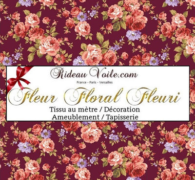 Tapisserie tissu fleuri motif ancien mètre rideau couette fleur Roses