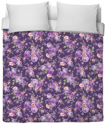 Tapisserie florale tissu violet fleuri motif fleur au mètre rideau couette