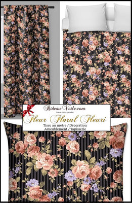 Tissu fleuri motif rayé rayures fleur au mètre rideau couette siège