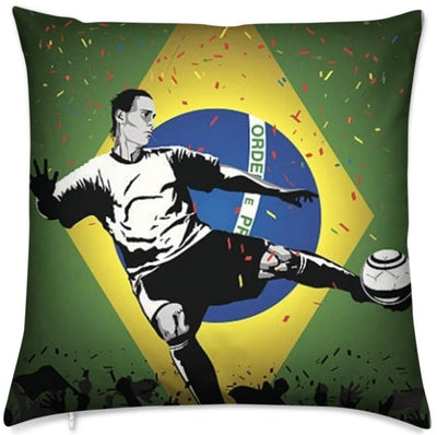 Tissu au mètre motif Foot Brésilien ballon drapeau Football Brésil rideau coussin couette